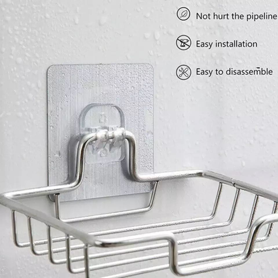 Stainless Steel Soap Dish, Creative Soap Rack, Drill Free Soap Sponge Storage, Wall Mounted Shampoo Holder, Stainless Steel Soap Sponge Holder