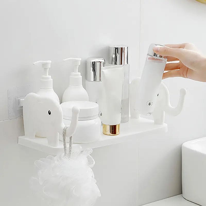 Elephant Storage Shelf, Multifunctional Storage Rack,  Elephant Guardrail Hook Storage Rack, Household Kitchen Bathroom Organizer Shelf, Wall Hanging Seasoning Storage Shelf, Wall Mounted Storage Organizer, Multipurpose Floating Shelf