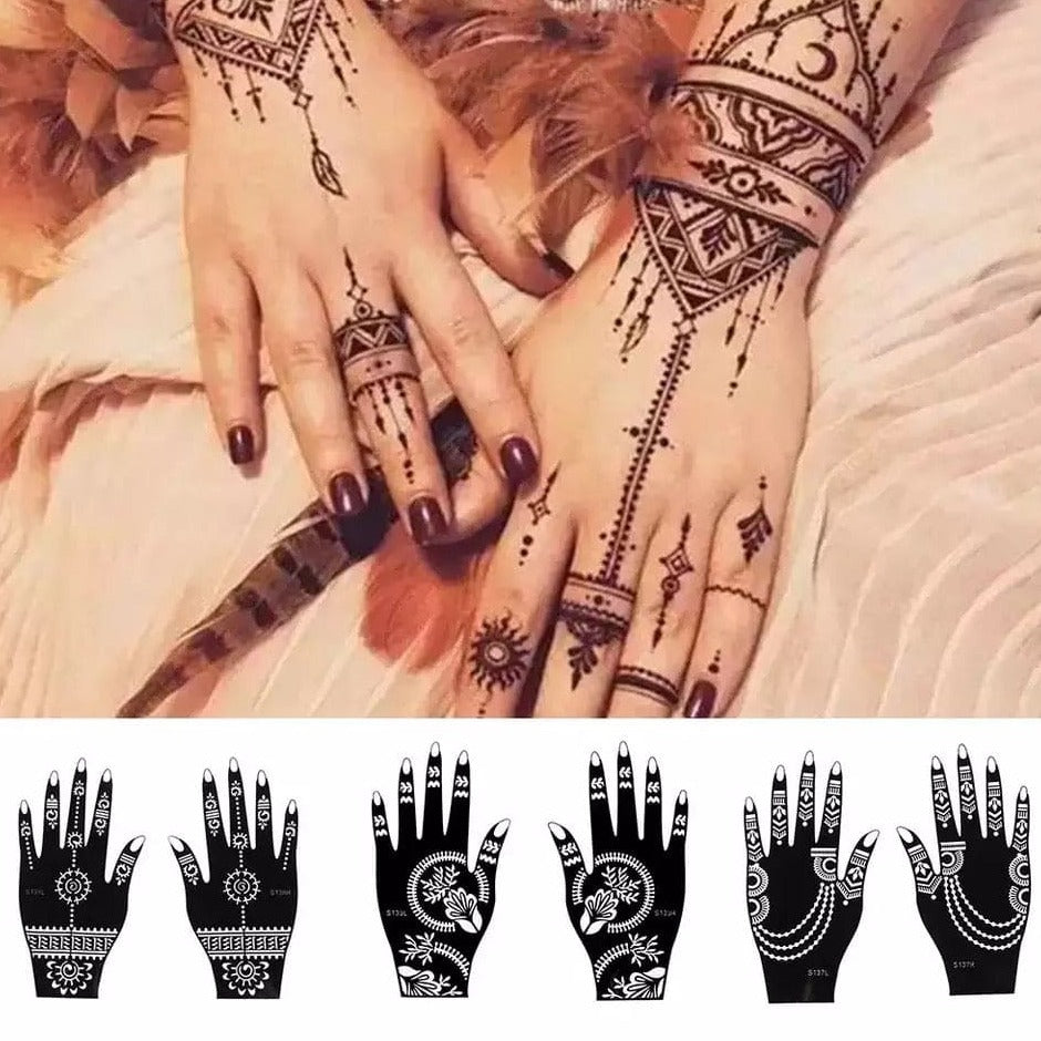 Professional Henna Stencil Temporary Hand Tattoo, Body Art Sticker, Temporary Hand Mehndi Tattoo, Body Art Sticker, Wedding Tool Flower Tattoo Stencil