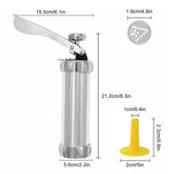 Manual Cookie Press Gun And Icing Set Alloy Churro Maker, Cookie Press Machine, Aluminum Cookie Gun, Biscuit Maker, Manual Cookie Press Stamps Set, Baking Tool With 10 Cookie Molds 4 Nozzles