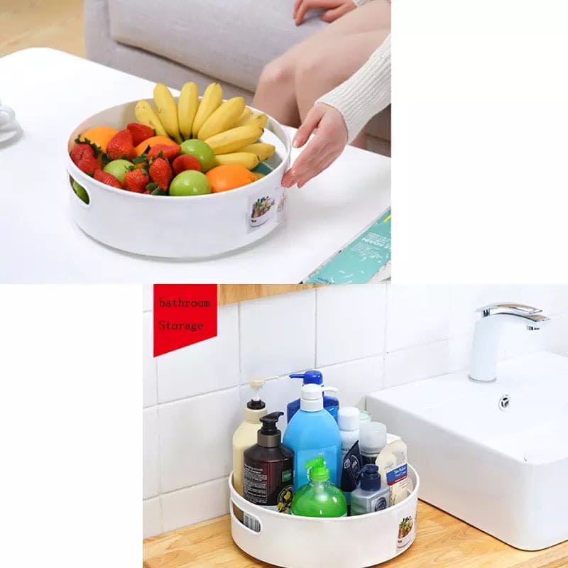 360° Rotating Kitchen Storage Tray, Kitchen Storage Container For Spice Food Snack, Bathroom Shampoo Storage Tray, Non Slip Snack Dried Storage Plate, Multifunctional Antiskid Rotary Storage Box