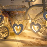 Wooden Heart Fairy Lights, 20 LEDS String Night Light, Romantic Wedding Curtain Lamp