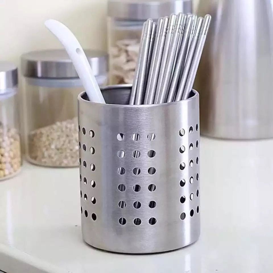 Set Of 2 Stainless Steel Chopsticks Holder Cage, Steadily Cutlery Kitchen Utensil Container, Multifunction Fork Spoon Cutlery Drain Holder Organizer, Chopsticks Storage Rack, Spoon Knife Fork Rack Kitchen Accessories, Caddy Cutlery Utensil Holder