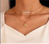 Women Vintage Coin Shell Starfish Pendant Necklace, Multi-layer Sequined Tassel Necklace, Long Tassel Pendant Necklace