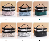 Dual Transparent Cosmetic Bag, Women Make Up Case, Big Capacity Travel Makeup Organizer, Toiletry Beauty Storage, Portable Women Makeup Bag, Travel Carrying Bag, Cosmetic Storage Bag, Dual Zipper Wash Beauty Pouch