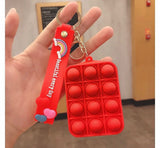 Creative Silicon Decompression Pop Its Bubble Fidget Toy Keychain, Simple Dimple Anti-stress Rainbow Coin Purse Keychain, Anti stress Sensory Toy Key Chain