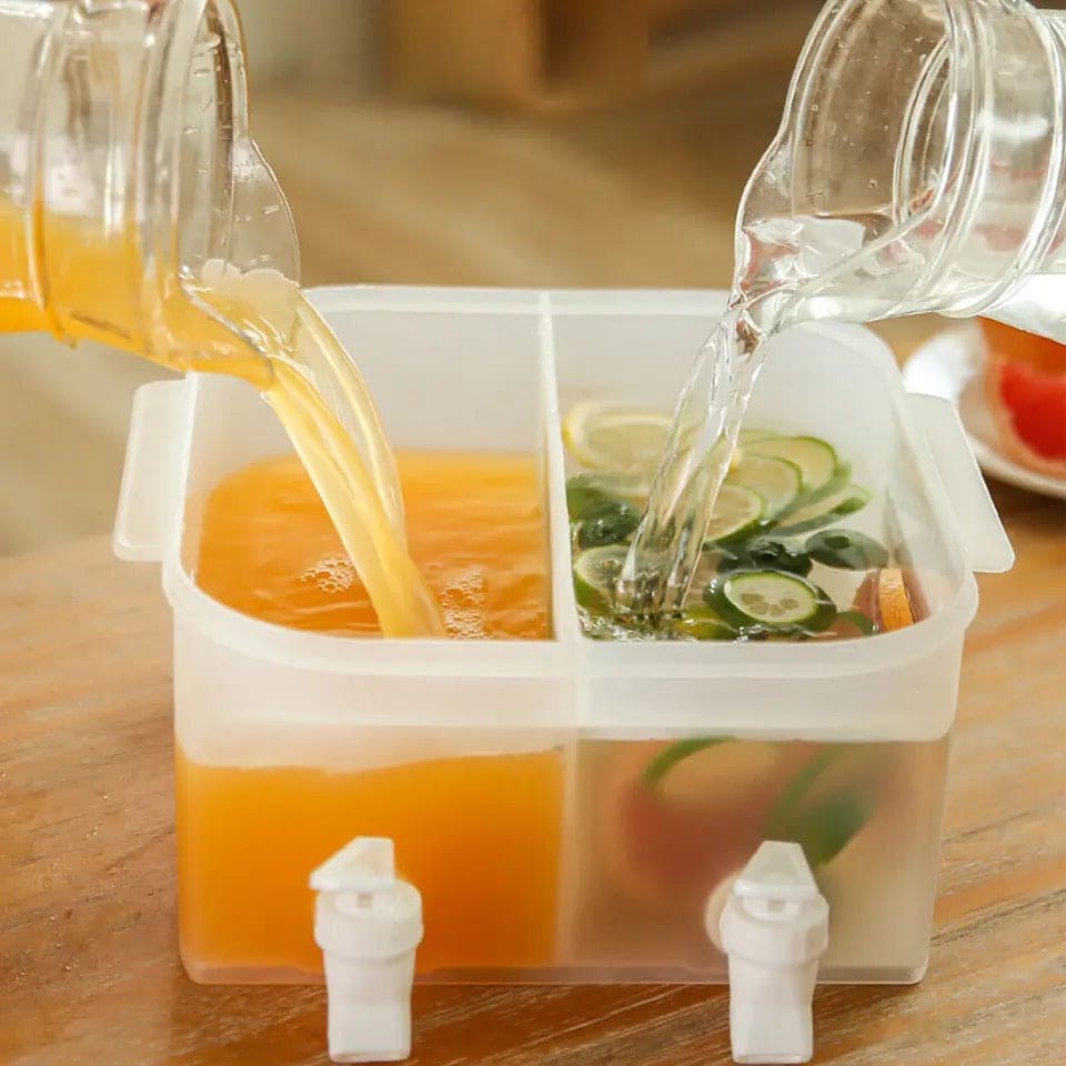 5L Double Tap Beverage Dispenser, Pot Beverage Dispenser, Fridge Juice Dispenser, Double Tap Cool Water Bucket, Water Infuser Kettle, Household Refrigerator Beverage Dispenser,  Fruit Drink Dispenser, Teapot Cool Bucket Kitchen Drinker Kettle