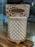 Fancy Waste Bin And Tissue Box Set, Luxury Garbage Bin With Tissue Box, Decorative Crystal Dustbin And Tissue Box