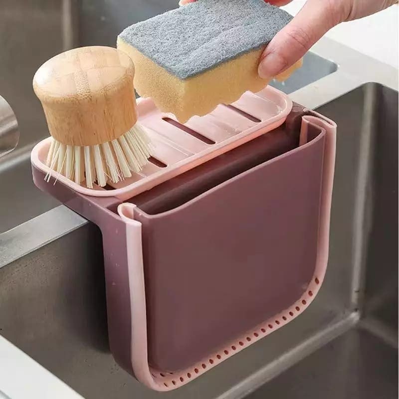 Adjustable Kitchen Waste Filter Basket, Hanging Sink Drain Basket, Fruit Vegetable Drainer, Kitchen Sponge Storage Rack Organizer, Multifunctional Foldable Sink Strainer