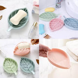 Leaf Shaped Soap Holder With Draining Tray, Soap Box With Dish Storage Plate