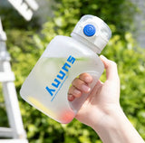 1L Sunny Water Bottle With Straw, Transparent Frosted Plastic Water Bottle, 1000ml Portable Climbing Travel Drink Cup, Outdoor Gradient Drink Bottle, Plastic Reusable Water Cup