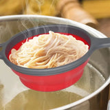 Foldable Colander Basket, Folding Vegetable Fruit Washing Basket Drain Strainer, Extendable Kitchen Colander Strainer With Handle, Round Kitchen Strainer for Draining, Over The Sink Vegetable/Fruit Flexible Strainer,  Folding Heat Resistant Colander
