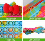 Pop Pencil Case For School Stationary, Silicone Bubble Toy Stationery Storage Bag, Silicon Sensory Stress Relieve Game