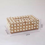 Luxurious Pearl Tissue Box, Nordic Facial Crystal Tissue Box, Napkin Dispenser, Household Pumping Paper Case Luxury Organizer Stand,  Creative Paper Container