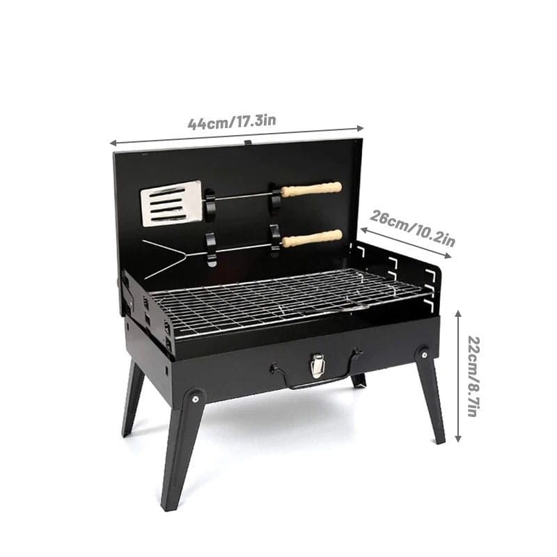 Briefcase Folding BBQ Grill, Outdoor Stainless Steel BBQ Grill, Travel Picnic Camping Grill, Patio Barbecue Charcoal Grill, Garden Outdoor Travel Picnic Folding Charcoal Grill, Compact Foldable Grill