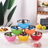 Candy Color Stainless Steel Bowl, Double Layer Creative Noodle Bowl Soup Bowl, Children Dinnerware Heat Insulation Rice Bowl, Stainless Steel Food Salad Container, Kitchen Utensils, Anti-scalding Kids Rice, Soup, Noodles, Salad Bowl