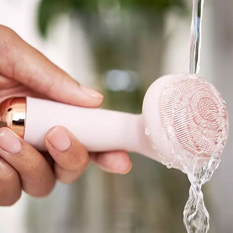 Electric Silicone Facial Brush Massager, USB Rechargeable Rose Electric Facial Cleanser,  Rotating Silicone Massager, Waterproof Sonic Vibration Cleanser, Deep Pore Cleansing Skin Massager, Vibrate Exfoliate Sonic Electric Facial Cleansing Brush