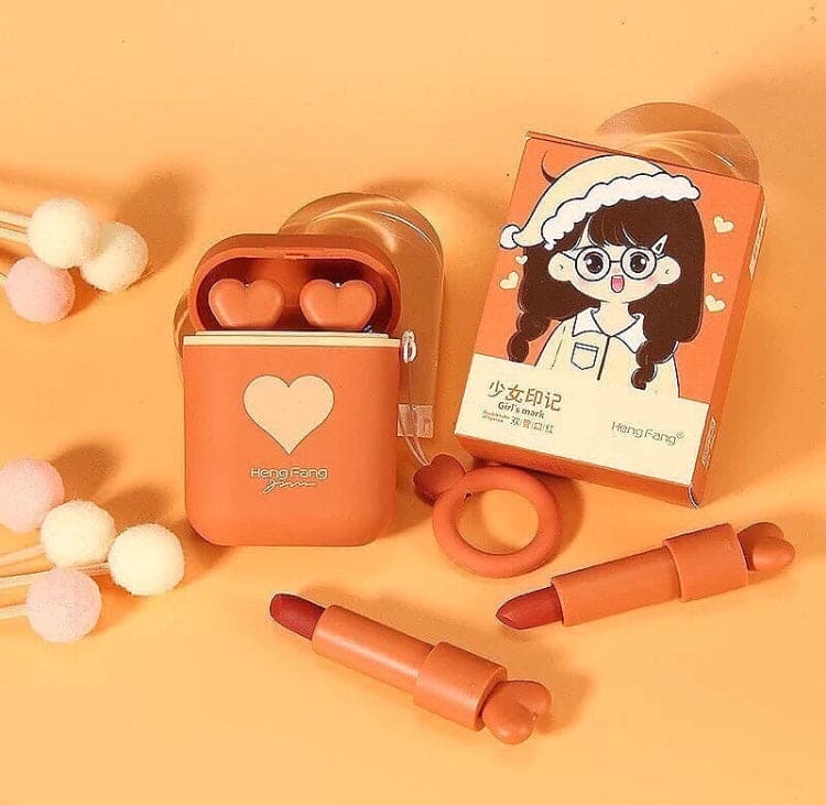 Heng Fang Airpods Lipsticks, 2 Colors Long Lasting Lipsticks, Cute Waterproof Matte Lipsticks