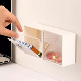 Self-Adhesive Wall Flip-Top Organizer, Transparent Window Clamshell Storage Box, Storage Canister Box