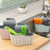 Adjustable Sink Soap Sponge Holder, Kitchen Hanging Drain Basket, Kitchen Sink Washing Storage Rack, Plastic Faucet Hanging Bag, Hanging Drain Rack Basket