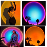 15 in 1 Rainbow Sunset Lamp, Led Projector Night Light, Rgb Controllable 360° Rotated Romantic Visual, Almunium Lens Sunset Projection Lamp, Wall Decoration USB Operate Rainbow Sunset Projector Lamp