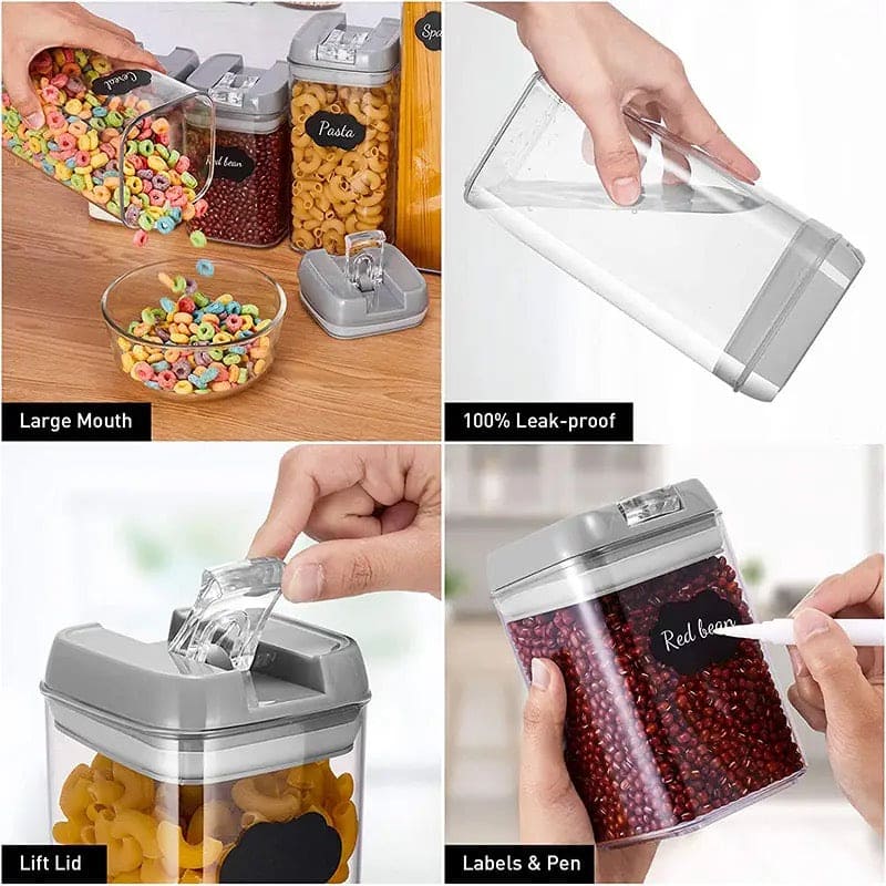 Set Of 3 Plastic Food Storage Container, Kitchen Organizer Jars Box, Transparent Sealed Cans Jars For Spices, Multi Capacity Grain Storage Box, Kitchen Snacks Dry Plastic Fresh Keeping Tank