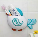 Cartoon Bird Pattern Suction Cup Tooth Brush Holder, Cute Cartoon Sucker Hook Toothbrush Holder, Wall Mounted Pen And Toothpaste Rack, Drain Free Comb Spoons Storage Box
