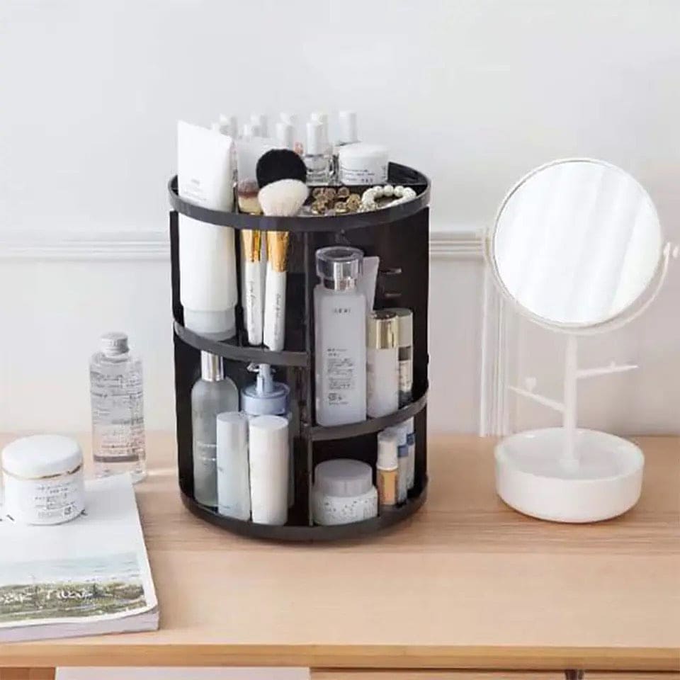 Nordic Rotating Cosmetic Organizer, Large Capacity Cosmetic Storage Rack, Multifunction Detachable Makeup Organizer, Adjustable Makeup Carousel Spinning Holder Rack,  Large Capacity Cosmetics Storage Box, Cosmetic Vanity Shelf
