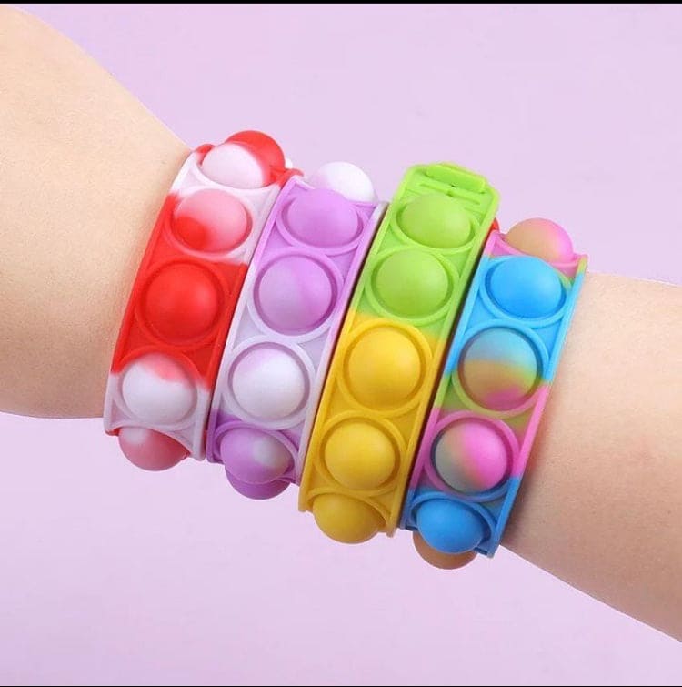 Press Bubble Wrist Band, Pop Bracelet Fidget Toy, Colorful Silicon Bracelet For Kids