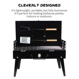 Briefcase Folding BBQ Grill, Outdoor Stainless Steel BBQ Grill, Travel Picnic Camping Grill, Patio Barbecue Charcoal Grill, Garden Outdoor Travel Picnic Folding Charcoal Grill, Compact Foldable Grill