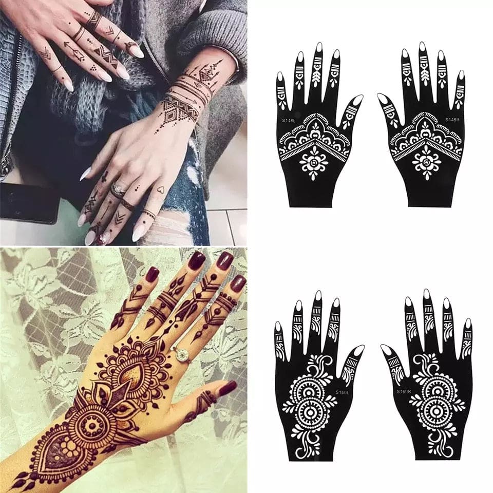 Professional Henna Stencil Temporary Hand Tattoo, Body Art Sticker, Temporary Hand Mehndi Tattoo, Body Art Sticker, Wedding Tool Flower Tattoo Stencil
