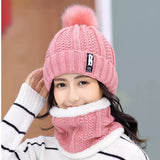 Female Outdoor Casual Windproof Hat, Winter Plush Warm Cap, Women Wool Knitted Hat, Collar Warm Keep Face Warmer Beanies Hat