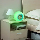 Cute Kids Digital Alarm Clock, 7 Color Alarm Clock, Cute Wake Up Timer Alarm Clock, Touch Control Digital Clock,  Colors Change Night Glowing Digital Alarm Clock, Natural Sounds Table Watch, Round Snooze Led Alarm Clock