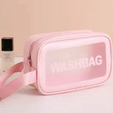 Portable Dual Chain Wash Bag, Travel Friendly Clear Makeup Storage Washbag, Large Waterproof Cosmetics Bag, Travel Translucent Makeup Organizer