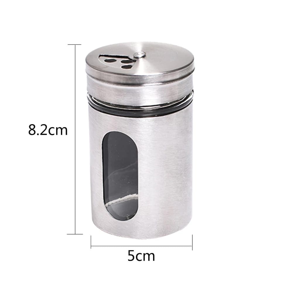 Set Of 2 Stainless Steel Pepper Salt And Spice Shaker Seasoning Jars, Cap Sealed Cruet Condiment Seasoning Jars, Glass Jars For Spices, Stainless Steel Barbecue Seasoning Bottle, Sugar Salt Pepper Shaker, Stainless Steel  Coffee Sugar Storage Jars Pots