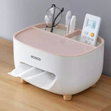 Tissue Box Holder, Multifunction Tissue Box ABS Material Storage Organizer, Desktop Tissue Box With Hidden Mobile Phone Holder, Remote Holder