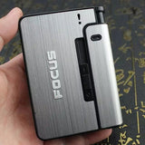Focus Automatic Lighter, Automatic Cigarettes Holder, 10 Pcs Cigarette Case, Portable Automatic Cigarette Holder Without Lighter, Metal Cigarette Boxes, Lighter Gadget For Men, Multifunction Cigarette Holder
