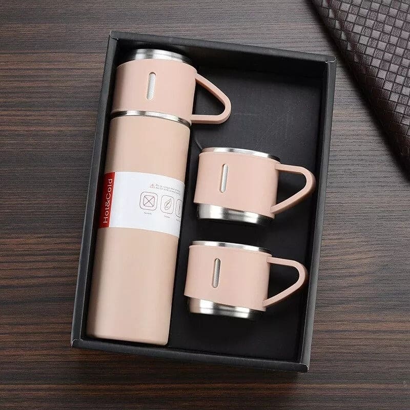 Vacuum Flask Mug Set, Stainless Steel Vacuum Flask Tumbler For Coffee Hot Water, Business Thermoses Mug, Double Layer Vacuum Insulated Flask Tumbler, Thermal Water Bottle, Leaf Proof Travel Mug, Trip Water Bottle For Car, 500Ml Bullet Thermos Bottle