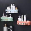 Traceless Paste Bathroom Shelf, Toilet Adhesive Shampoo Gel Storage Basket, Bathroom Corner Shower Shelf Rack, Wall-mounted Storage Rack, Stick-up Wall Sucker Plastic Organizer, Plastic Rack for Kitchen & Bathroom