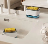 2 In 1 Caddy Soap Dispenser, Automatic Liquid Soap Dispenser, Caddy Soap Dispenser, Manual Press Liquid Soap Dispenser, Soap Dispenser With Sponge Holder, Cleaning Liquid Pump Dispenser Container, Home Bathroom Kitchen Soap Dispenser With Sponge