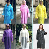 Hooded Rain Coat, Women Men Impermeable Thickened Waterproof Raincoat, Tourism Outdoor Hiking Rain Poncho Raincoat, Universal Travel Rain Jacket,  Loose Simple Long Sleeve Rain Jacket, Transparent Thickened Rain Coat