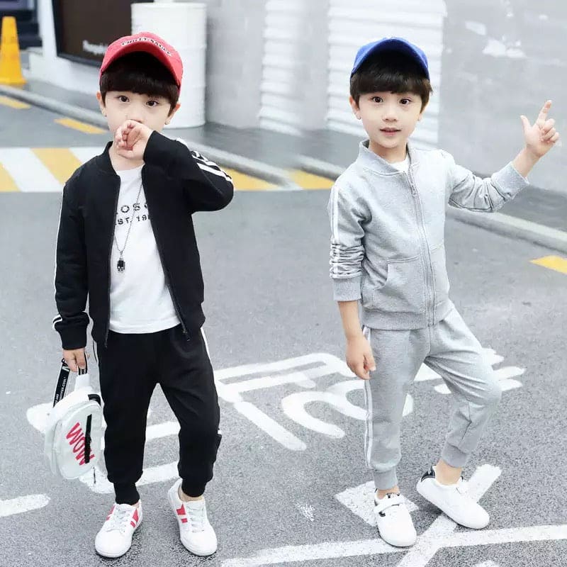 2 Pcs Children's Clothing New Spring And Autumn Solid Color Boys And Girls Student Sportswear Suit Long Sleeve Clothes
