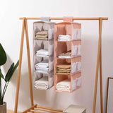 New Hanging Wardrobe, 4 Layer Foldable Closet Organizer, Multilayer Foldable Hanging Storage Rack, Tier Hanger Bag, Wardrobe Storage Holder, Dust-Proof Fabric Hanging Bag, Double Sided Storage Organizer With 8 Frosted Pocket