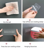 Wall Mounted Sticking Tissue Holder, Punch-free Toilet Paper Holder Box, Waterproof Napkin Shelf Organizer, Paper Towel Case, Mobile Phone Storage Shelf Tray, Kitchen Bathroom Tissue Dispenser