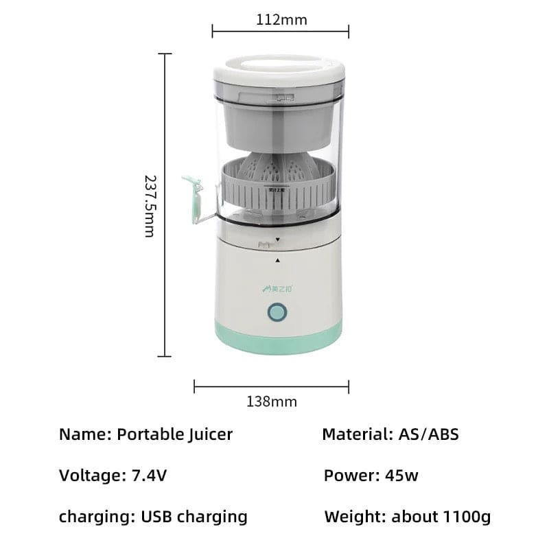 Wireless Juicer, Automatic Electric Fruit Juicer, USB Charges Juice Separator, Portable Squeezer Pressure Blender, Rechargeable Citrus Juicer,