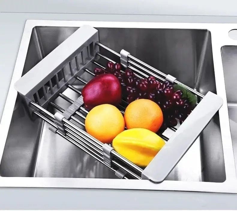 Stainless Steel Dish Drainer, Retractable Tableware Dish Drying Holder, Adjustable Sink Dish Drainer, Fruit Vegetable Washing Drainer, Stainless Steel Sink Rack, Scalable Dish Drying Rack, Kitchen Organizer Basket, Over The Sink Dish Drying Rack