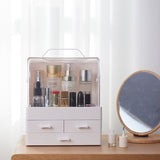 Creative Drawer Type Cosmetics Storage Box With Cover, Dust-Proof Skin Care Products Rack Dressing Table Desktop Finishing Box, Multi-layer Drawer Makeup Organizer, Cosmetic Cotton Swab Container