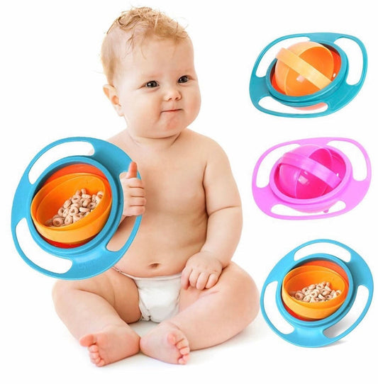 360 Degree Gyro Magic Baby Anti Spill Bowl, Baby Feeding Toy Bowl, Baby Food Dinnerware, Spill-Proof Universal Gyro Bowl