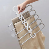 5 in 1 Pant Hanger For Clothes Organizer, Multifunction Shelves Closet Storage Organizer, Stainless Steel Magic Trouser Hangers, Multilayer Jeans Steel Hanger, Adjustable Pants Tie Storage Shelf, Stainless Steel Clothes Hanger