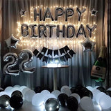 Adult Romantic Balloons Deal, Happy Birthday Silver-Black Deal